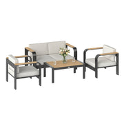 4 Seater Aluminium Garden Furniture Set, Extra Deep Garden Sofa Set, Beige