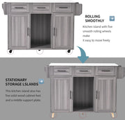 Kitchen Island Cart !SALE! Rolling Storage Cabinet Drop Leaf Trolley Grey