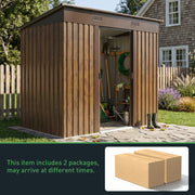 4x8FT Garden Shed Metal Pent Roof Outdoor Storage House With Free Foundation Kit