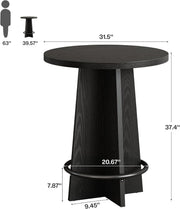 37.4'' Tall Round Bar Table Industrial Wooden Bistro Pub Table for Home Bars