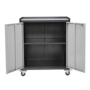 2 Door Metal Storage Cabinet Cupboard Lockable Mobile Office Filing Garage UK