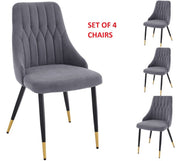 4 Velvet Dining Chairs Gold Tip Legs Beige Grey Blue Black velvet luxury