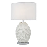 DAR Zachary Oval Table Lamp White Linen Shade Textured Metal Base Bedroom 60cm