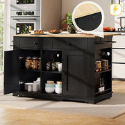 Kitchen Island Cart !SALE! Black Rolling Storage Cabinet Drop Leaf Power Outlet