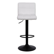 2 X White Bar Stools Breakfast Chairs Faux Leather Swivel, Black Metalwork