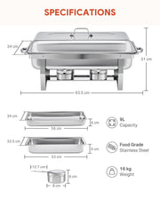 4/6/8PCS 8QT Chafing Dish Stainless Steel Rectangular Chafer Food Warmer Set UK