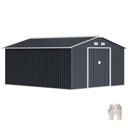 13 x 11ft Garden Shed Storage with Foundation Kit and Vents, Grey