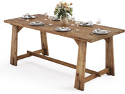 120cm Solid Wood Dining Table Farmhouse Rectangular Kitchen Table for 4-6 People