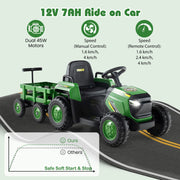 Kids Green Ride on Tractor 12V Electric Vehicle Gray