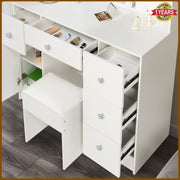 Dressing Table with LED Mirror Shelves Drawers Makeup Vanity Desk Dimmable Light