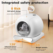 Self Cleaning Automatic Cat Litter Box 65L 2.4G WIFI APP Control with Trash Bag