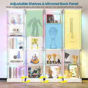 Corner Display Cabinet with Glass Doors Lockable RGB Lights Collectables Figures