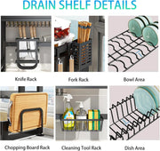 Space Saving Over The Sink Dish Drying Rack with Cover 2 Tier Dish Drainer Large