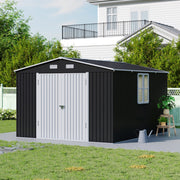 Outdoor Storage Shelter 12 x 10FT Galvanised Steel Storage Shed with Dual Window