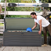 600L Galvanized Steel Trunk Container Garden Waterproof Storage Box Tools Bin UK
