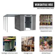5.5 X 5.5FT Metal Garden Shed Tools Bikes Storage House Shelter with Side Canopy