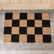 Black & Natural Checked Print Coir Mat 40cm x 60cm