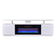 70inch White TV Stand Unit Cabinet with Electric Fireplace & 12 Colour LED Light