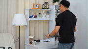 Home Office Desk with Hutch and Drawers Computer Desk with Power Outlets and LED