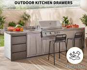 47x47x62cm Kitchen Patio Mount Drawer Stainless Steel Storage Cabinet Amber