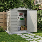 4 x 6FT Garden Shed Metal Apex Roof Tool Sheds Storage House with Lockable Door