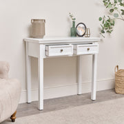 White 2 Drawer Console Dressing Table storage hallway wooden furniture