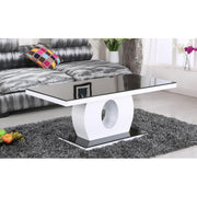 Black Glass Coffee Table Black & White High Gloss Frame