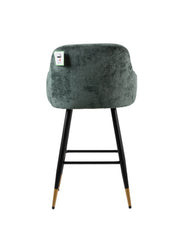 Zurich Modern Velvet Padded Bar Stool Chair with Black Metal Legs