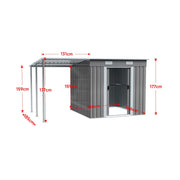 Metal Garden Shed Tools Bikes Storage House with Extended Side Canopy