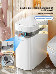 Slim Narrow Gap Automatic Touchless Trash Can, Electric Smart Waste Bin with Auto Packing for Home Bathroom