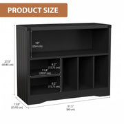Farmhouse Record Player Stand Wooden Turntable Cabinet w/ 6 Vinyl Storage Cubes