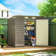 Outsunny 6 x 4FT Galvanised Metal Garden Shed with Lockable Door, Grey