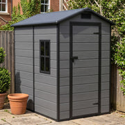 Weatherproof Plastic Garden Shed 4X6ft Outdoor Tool Storage House with Window