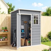 5' x 3' Garden Shed w/ Floor, Lockable Door, Window and Vent, Grey