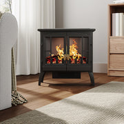 Black 2000W Electric Fireplace Fire Flame Effect Heater Log Burner Stove Standin