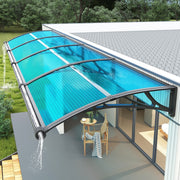 Window Awning Canopy with Large Drainage Gutter ABS Plastic Bracket PC Panel