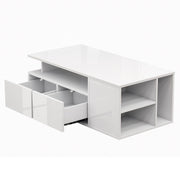 Led High Gloss Coffee Table With 2 Push Latch Open Drawers, Modern Centre Wlavvc
