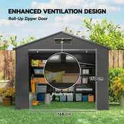 8 X 6FT GARDEN STORAGE SHED WITH VENTILATION DOUBLE SLIDING DOOR OUTDOOR TOOL