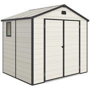 Outsunny 8 x 6ft Garden Shed Storage w/ Foundation Kit, Vents, Cream White