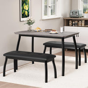 3 Piece Dining Table Set Benches Kitchen Breakfast Studio home Bar Librar Grey