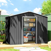 8 x 6ft Metal Garden Storage Shed with Double Door, Dark Grey