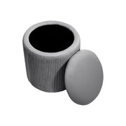 Grey Ottoman Seat Toy Storage Box Velvet Footstool Pleated Detail Bench Pouffe