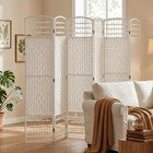 6 Panel Room Divider Folding Privacy Screen with Pine Wood Frame Refurbished