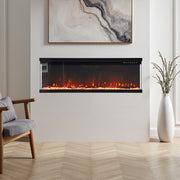 UK Electric Fireplace LED Mantel Wall Recessed Inset Fire 3-Sided Panoramic 50