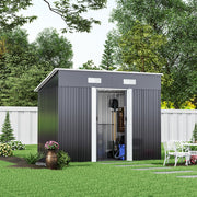 4x8 FT Steel Storage Shed, Pre-drilled Steel Panels, Outdoor Tool Shed
