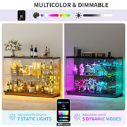 5-Tier Glass Display Cabinet Lockable Door 12 Light Modes Human Sensor LED