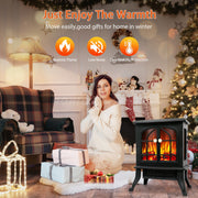 Electric Fireplace Log Burning Flame Effect Stove Fire Heater Black 750/2000W UK