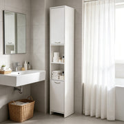 Tall Bathroom Storage Cabinet Freestanding Slim Bathroom Cabinet Cupboard White