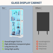 7-Tiers Tall Display Cabinet with Glass Doors & 3-Colour LED Lights for Figures