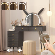 Dressing Table with LED Light Mirror Vanity Desk Makeup Table 5 Drawers Cabinet